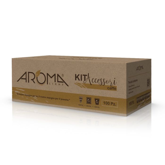 [KIT-ARO-100] AromaLight ECO accessory set - cups, stirrers and sugar - 100 pieces